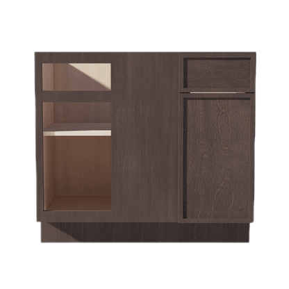 SM - BBC39/42: Mocha Brown Slim Shaker 39" 1 Door - 1 Drawer Blind Corner Base Cabinet - NextCabinets