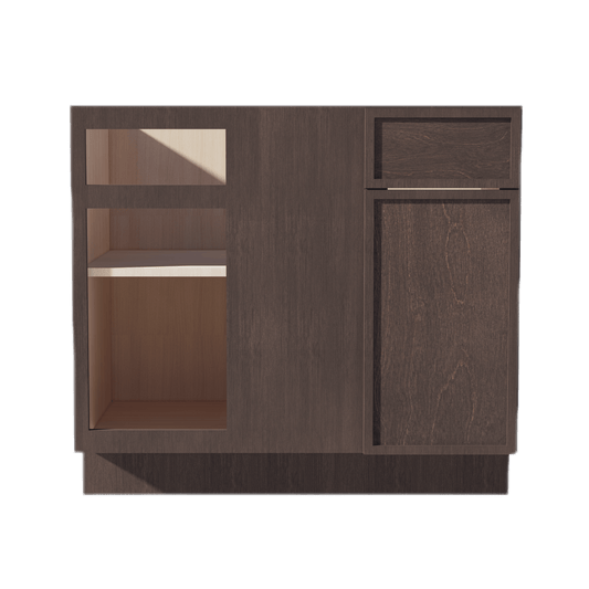 SM - BBC39/42: Mocha Brown Slim Shaker 39" 1 Door - 1 Drawer Blind Corner Base Cabinet - NextCabinets