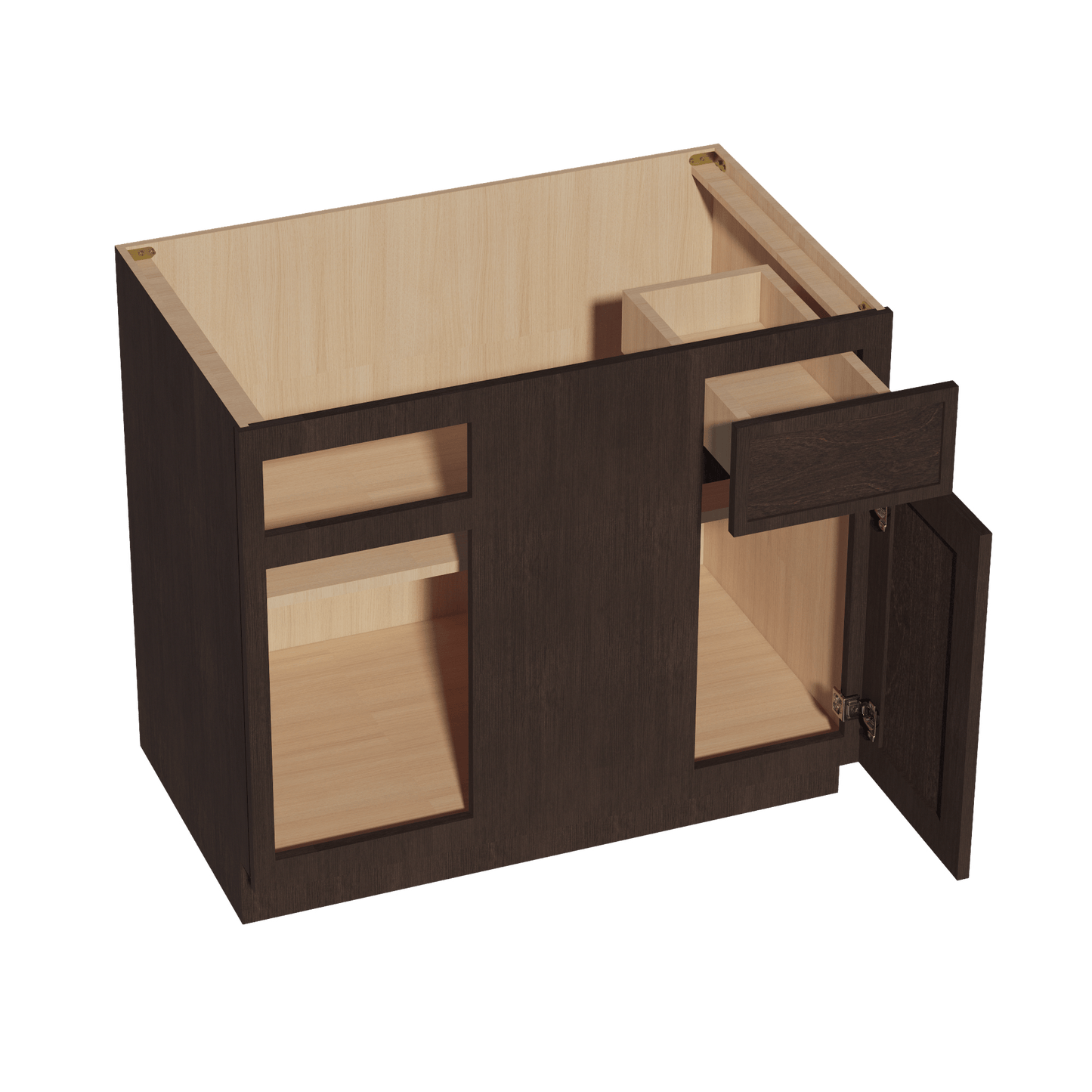 SM - BBC39/42: Mocha Brown Slim Shaker 39" 1 Door - 1 Drawer Blind Corner Base Cabinet - NextCabinets