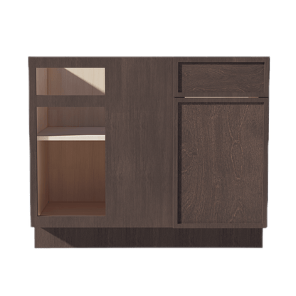 SM - BBC42/45: Mocha Brown Slim Shaker 42" 1 Door - 1 Drawer Blind Corner Base Cabinets - NextCabinets