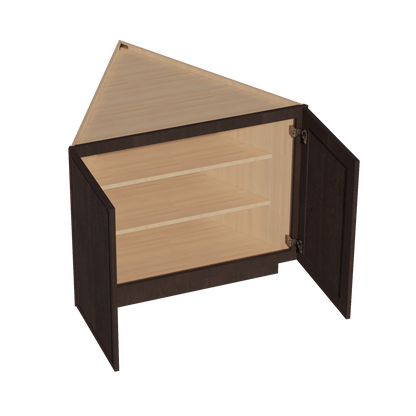 SM - BEC24: Mocha Brown Slim Shaker 24" 2 Full Height Door Angled End Base Cabinets - NextCabinets