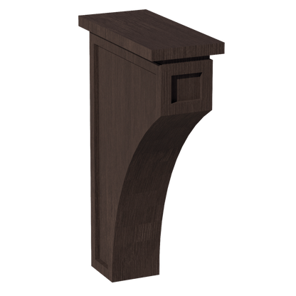 SM - CMCB: Mocha Brown Slim Shaker 3 - 1/2"W x 12 - 1/4"H x 08"D Extra Large Corbel - NextCabinets