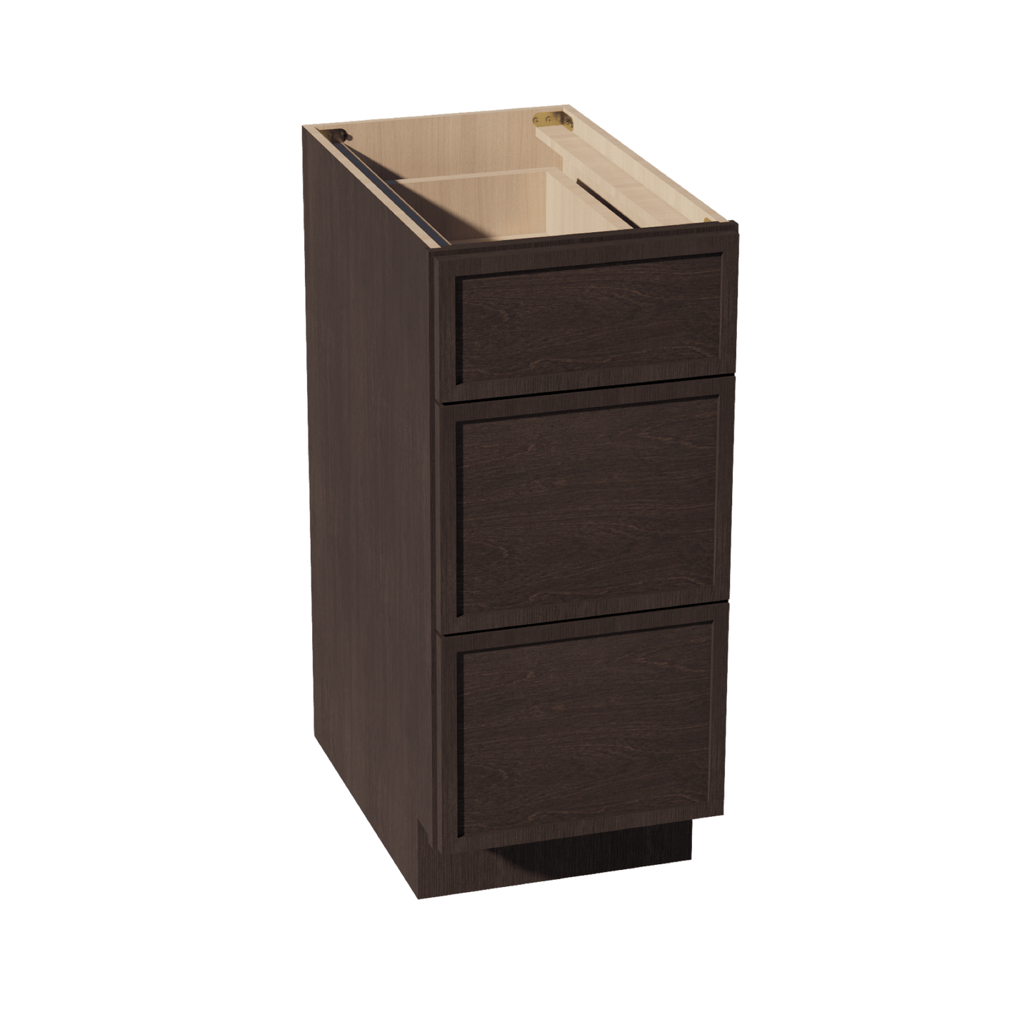 SM - DB15: Mocha Brown Slim Shaker 15" 3 Drawers Base Cabinet - NextCabinets