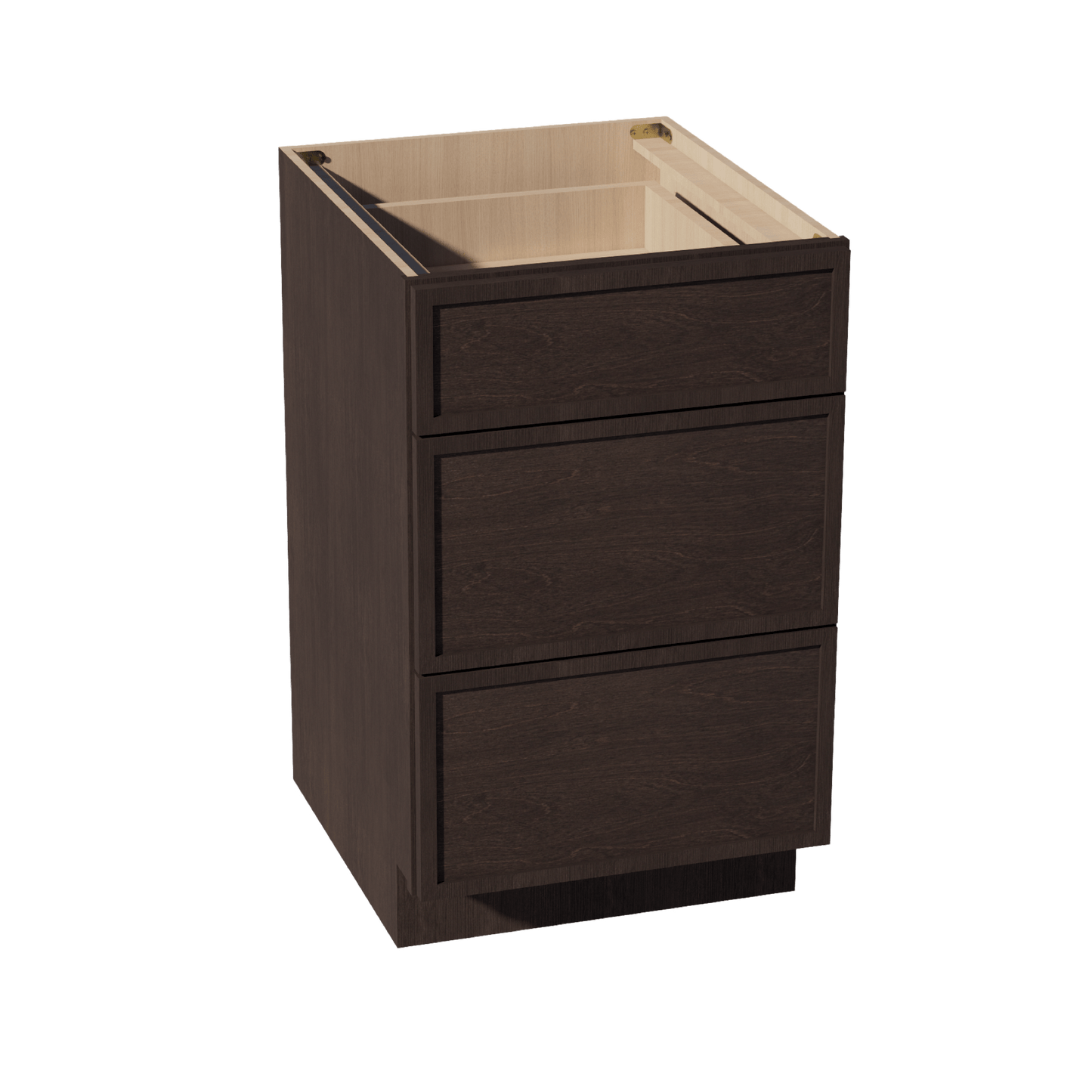 SM - DB21: Mocha Brown Slim Shaker 21" 3 Drawers Base Cabinet - NextCabinets