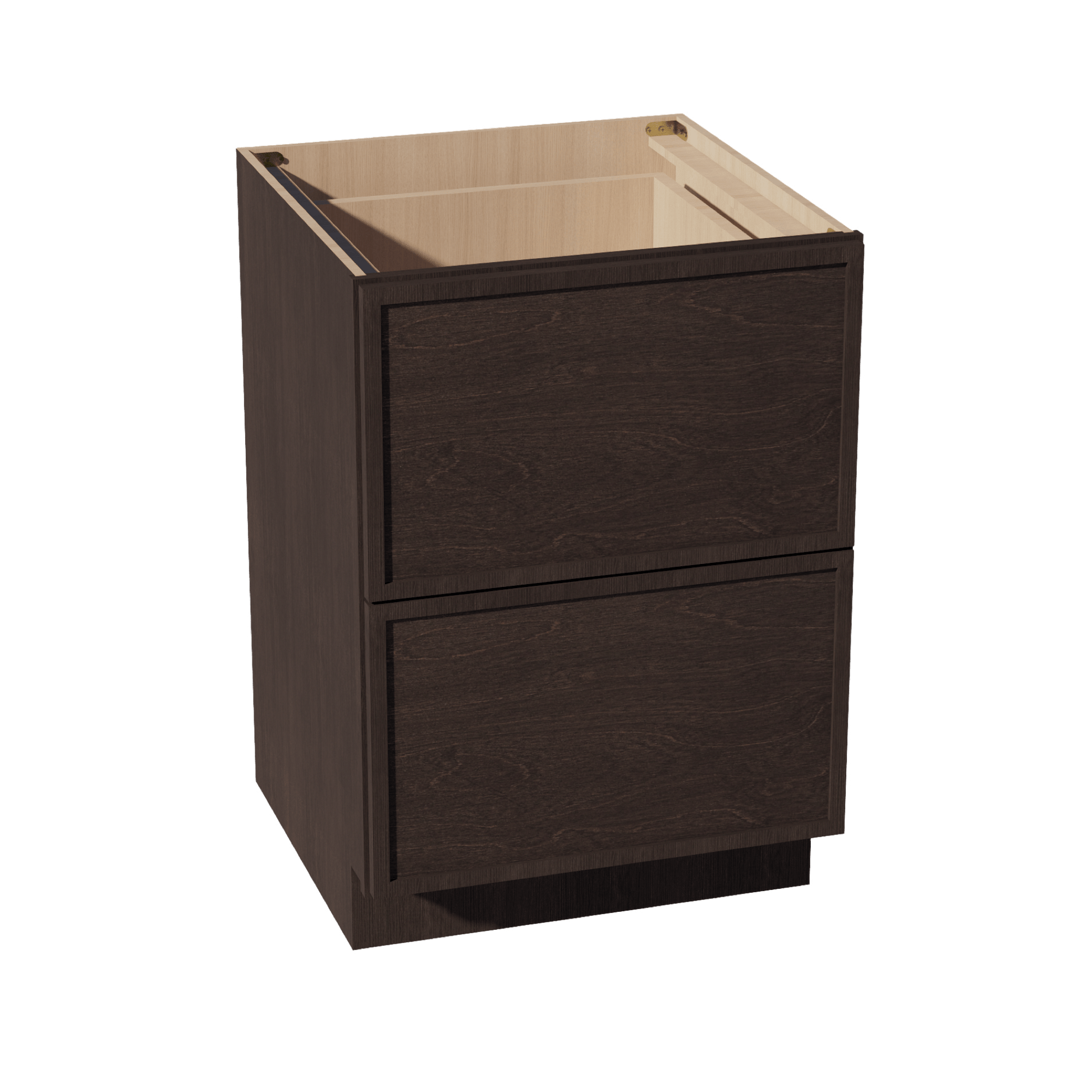 SM - DB24 - 2: Mocha Brown Slim Shaker 24" 2 Drawers Base Cabinet - NextCabinets