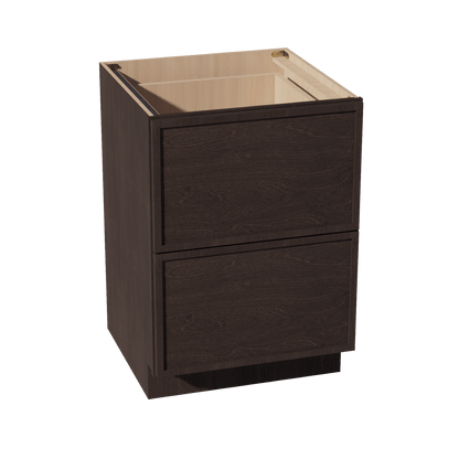 SM - DB24 - 2: Mocha Brown Slim Shaker 24" 2 Drawers Base Cabinet - NextCabinets