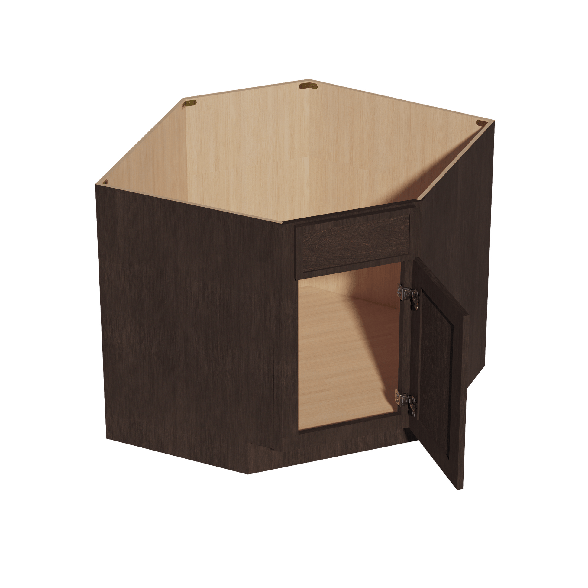 SM - DSB36: Mocha Brown Slim Shaker 39" 1 Door 1 False Drawer Corner Sink Base Cabinets - NextCabinets