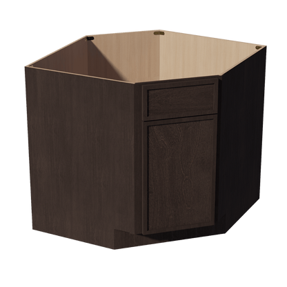 SM - DSB36: Mocha Brown Slim Shaker 39" 1 Door 1 False Drawer Corner Sink Base Cabinets - NextCabinets