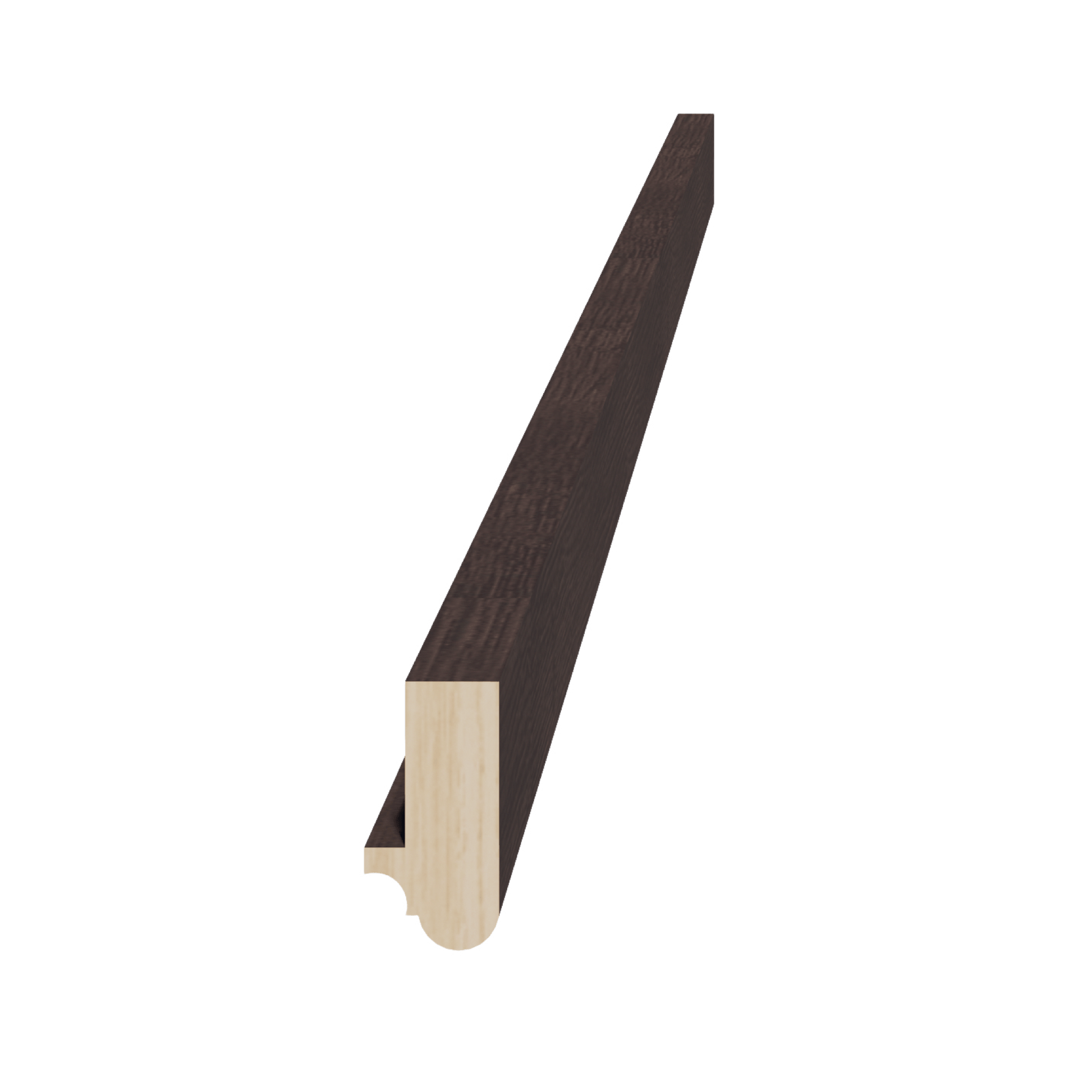 SM - LRM: Mocha Brown Slim Shaker 96"W x 1 - 1/2"H x 3/4"D Light Rail Molding - NextCabinets