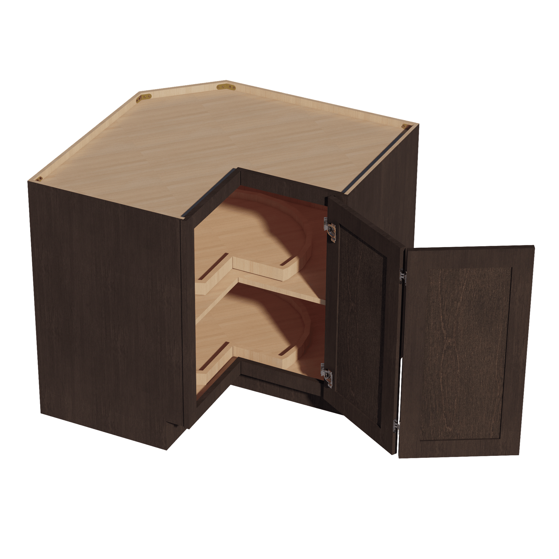 SM - LSB33: Mocha Brown Slim Shaker 33" 2 Doors Lazy Susan Corner Base Cabinet - NextCabinets