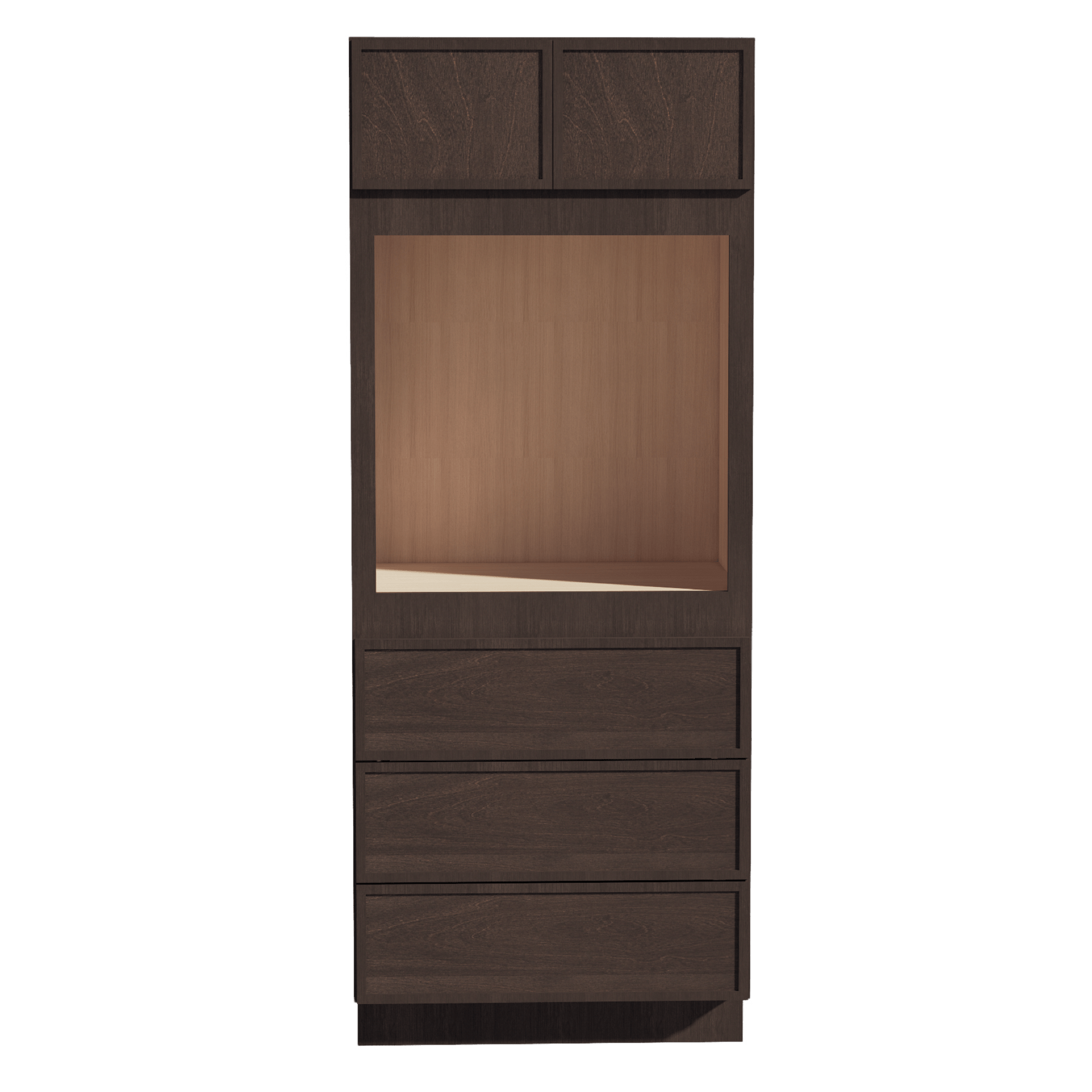 SM - OC3384: Mocha Brown Slim Shaker 33"W x 84"H x 24"D 2 Doors & 3 Drawers Tall Oven Shelf Cabinets - NextCabinets