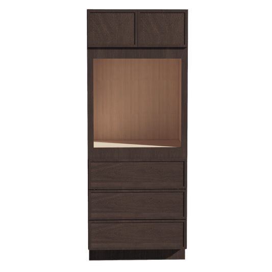 SM - OC3384: Mocha Brown Slim Shaker 33"W x 84"H x 24"D 2 Doors & 3 Drawers Tall Oven Shelf Cabinets - NextCabinets