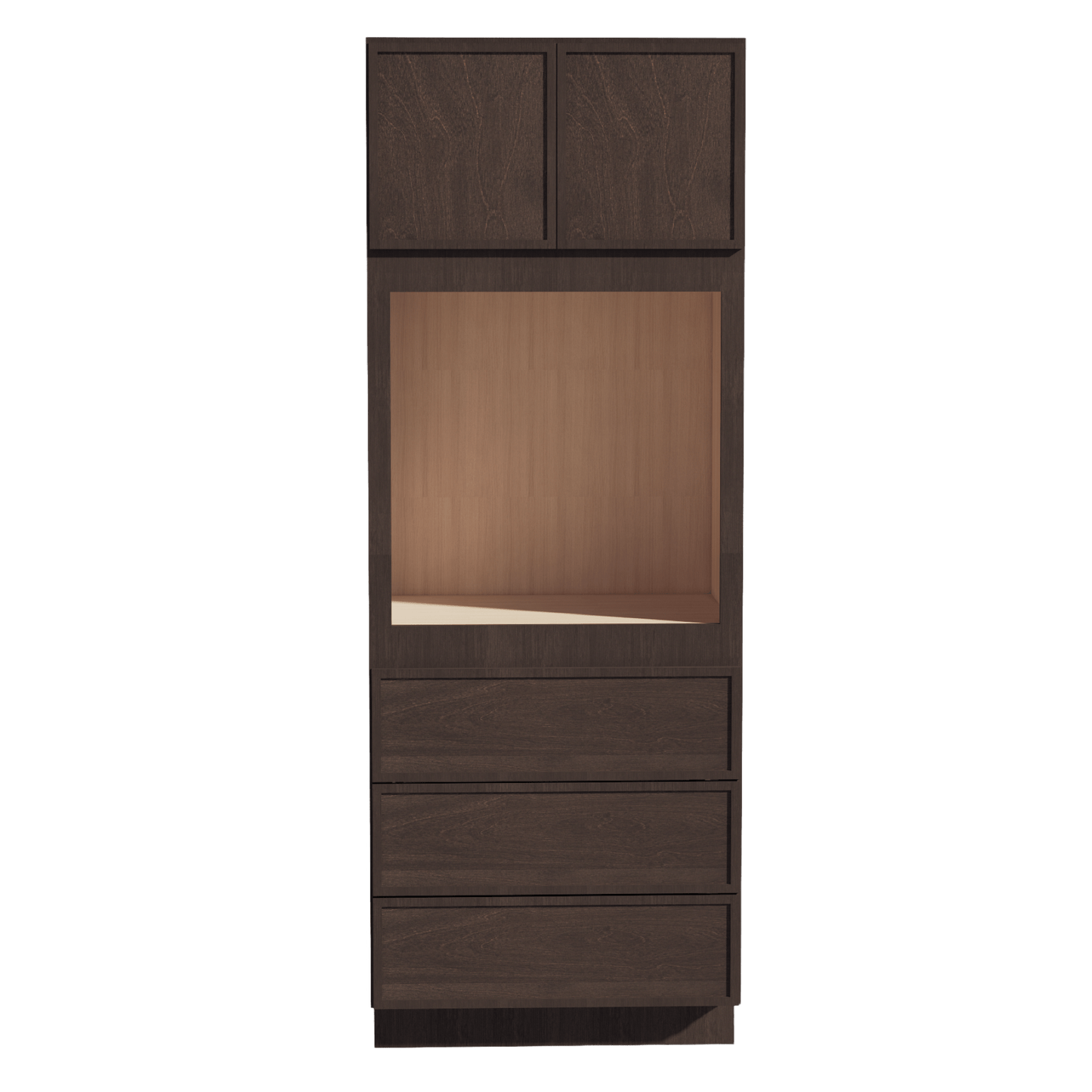 SM - OC3390: Mocha Brown Slim Shaker 33"W x 90"H x 24"D 2 Doors & 3 Drawers Tall Oven Shelf Cabinets - NextCabinets