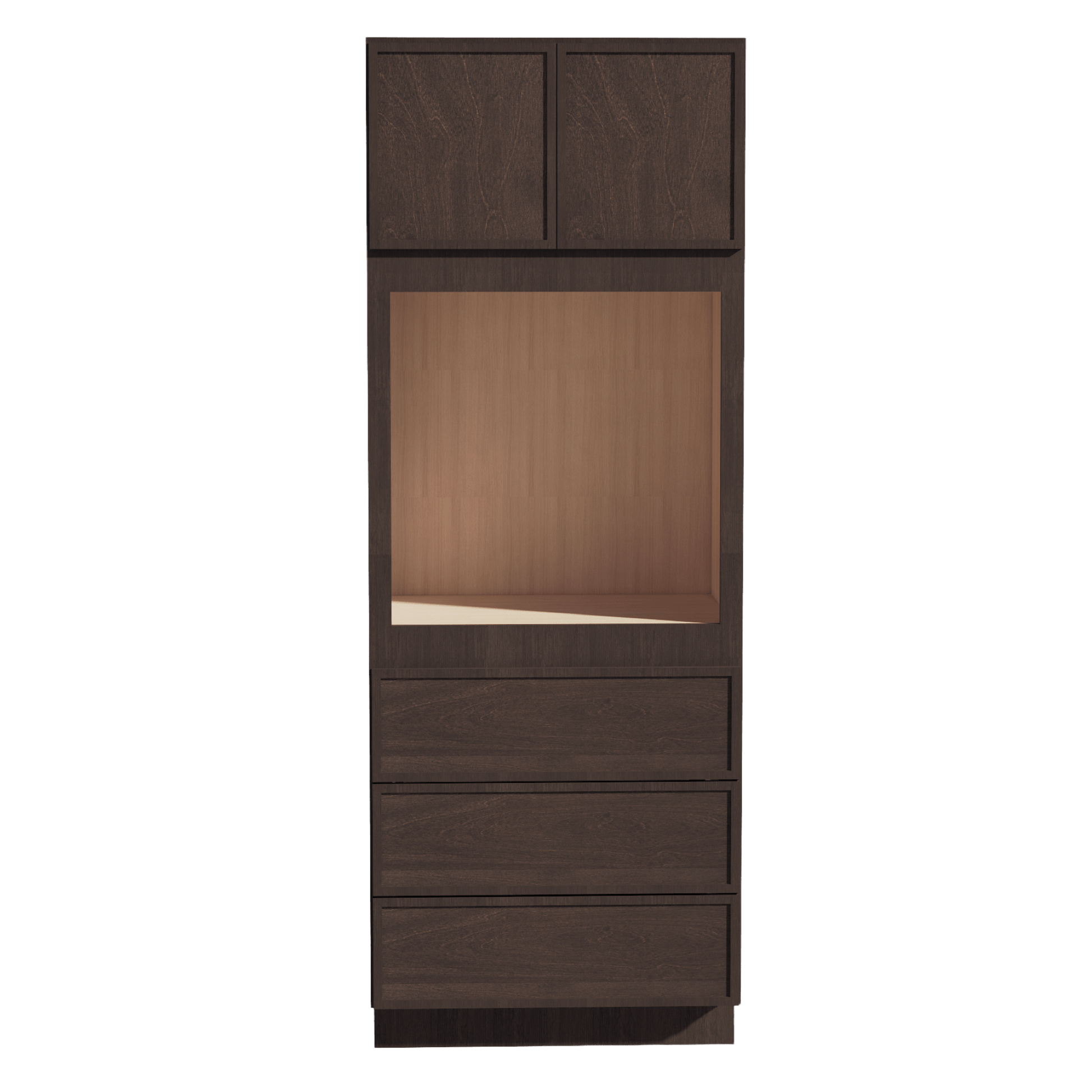 SM - OC3390: Mocha Brown Slim Shaker 33"W x 90"H x 24"D 2 Doors & 3 Drawers Tall Oven Shelf Cabinets - NextCabinets