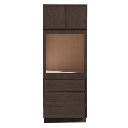 SM - OC3390: Mocha Brown Slim Shaker 33"W x 90"H x 24"D 2 Doors & 3 Drawers Tall Oven Shelf Cabinets - NextCabinets