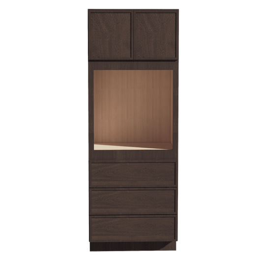 SM - OC3390: Mocha Brown Slim Shaker 33"W x 90"H x 24"D 2 Doors & 3 Drawers Tall Oven Shelf Cabinets - NextCabinets