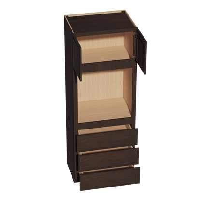 SM - OC3390: Mocha Brown Slim Shaker 33"W x 90"H x 24"D 2 Doors & 3 Drawers Tall Oven Shelf Cabinets - NextCabinets