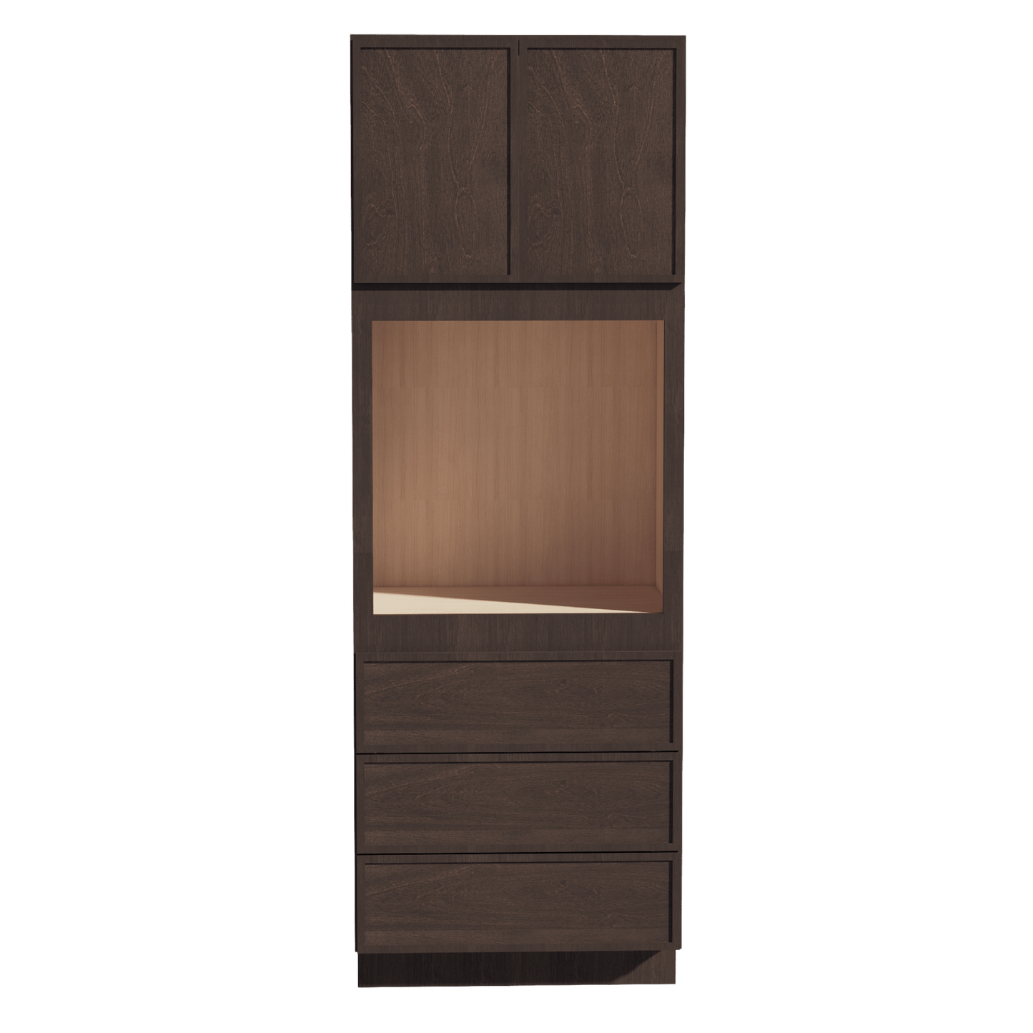 SM - OC3396: Mocha Brown Slim Shaker 33"W x 96"H x 24"D 2 Doors & 3 Drawers Tall Oven Shelf Cabinets - NextCabinets