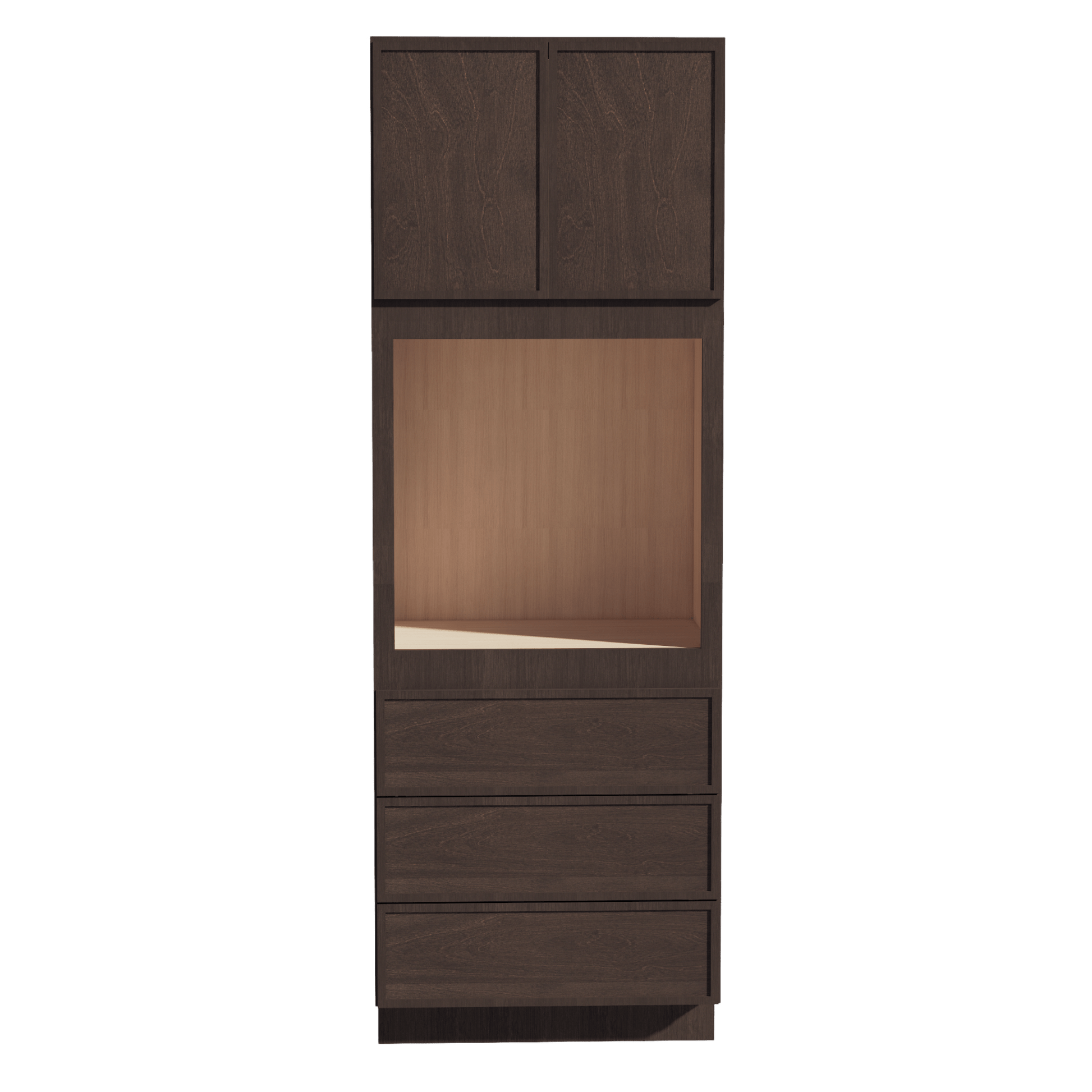 SM - OC3396: Mocha Brown Slim Shaker 33"W x 96"H x 24"D 2 Doors & 3 Drawers Tall Oven Shelf Cabinets - NextCabinets