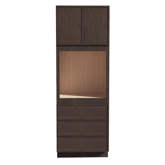 SM - OC3396: Mocha Brown Slim Shaker 33"W x 96"H x 24"D 2 Doors & 3 Drawers Tall Oven Shelf Cabinets - NextCabinets