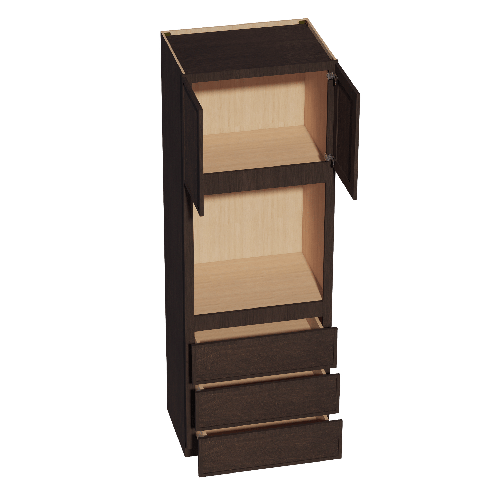 SM - OC3396: Mocha Brown Slim Shaker 33"W x 96"H x 24"D 2 Doors & 3 Drawers Tall Oven Shelf Cabinets - NextCabinets