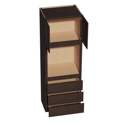 SM - OC3396: Mocha Brown Slim Shaker 33"W x 96"H x 24"D 2 Doors & 3 Drawers Tall Oven Shelf Cabinets - NextCabinets
