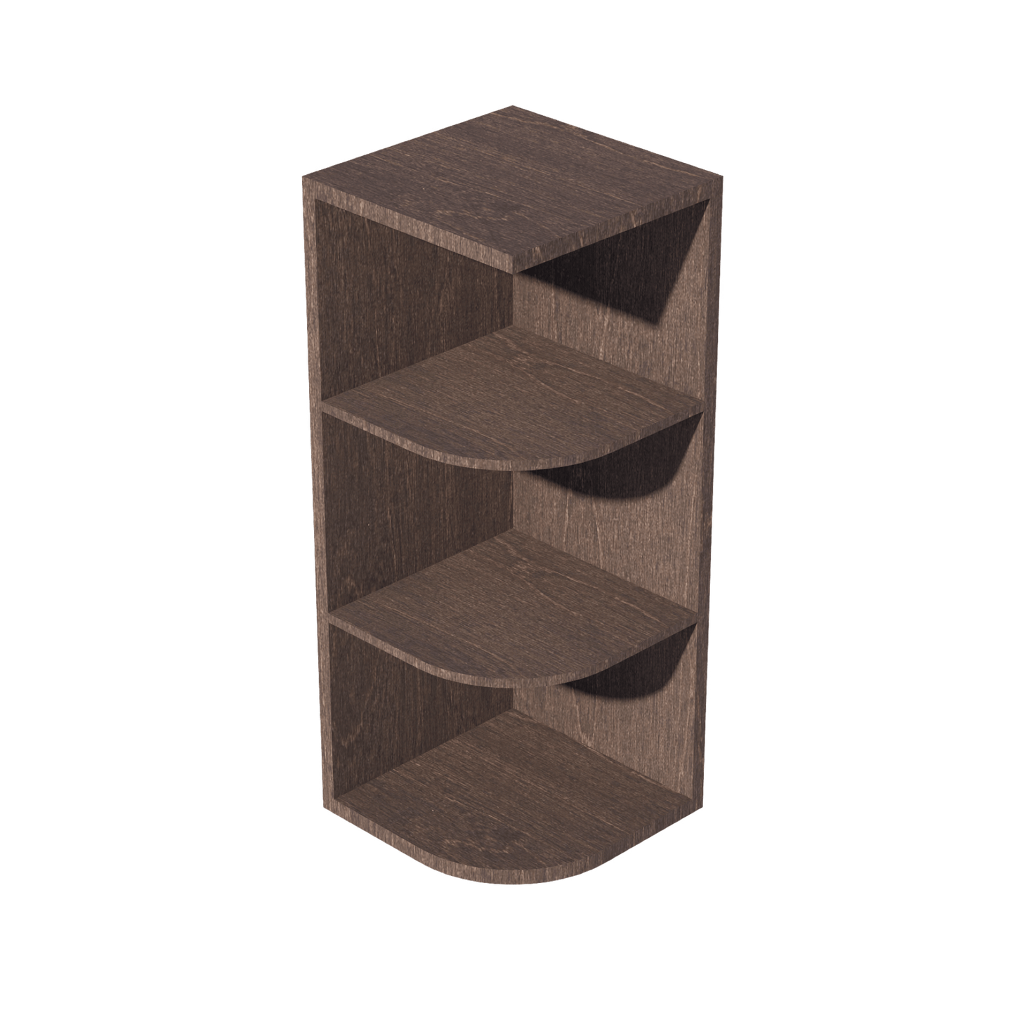 SM - OE1230: Mocha Brown Slim Shaker 12"W x 30"H 4 Shelves Wall End Shelf Cabinet - NextCabinets