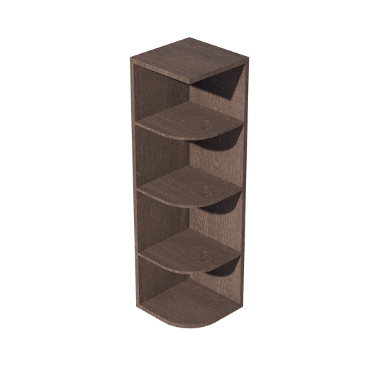 SM - OE1242: Mocha Brown Slim Shaker 12"W x 42"H 4 Shelves Wall End Shelf Cabinet - NextCabinets