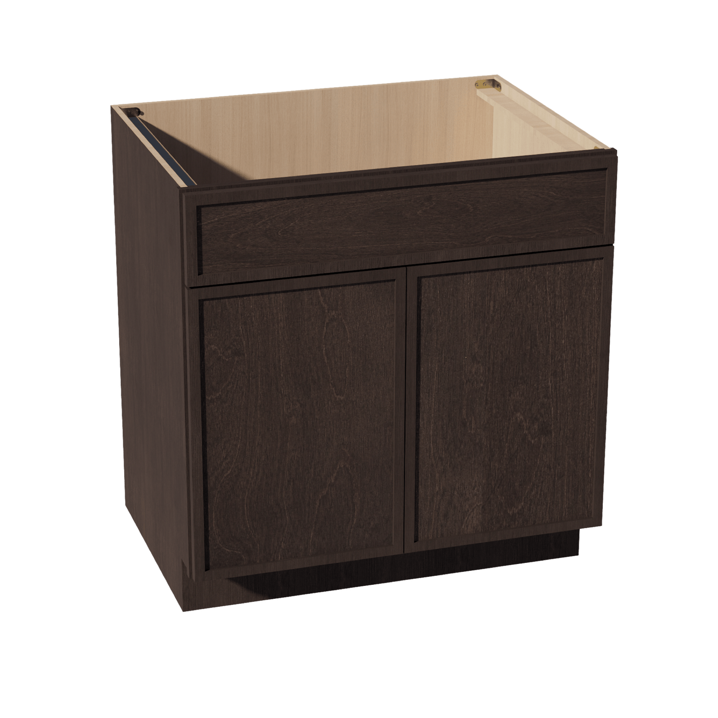 SM - SB33: Mocha Brown Slim Shaker 33" 2 Doors 1 False Drawer Sink Base Cabinet - NextCabinets