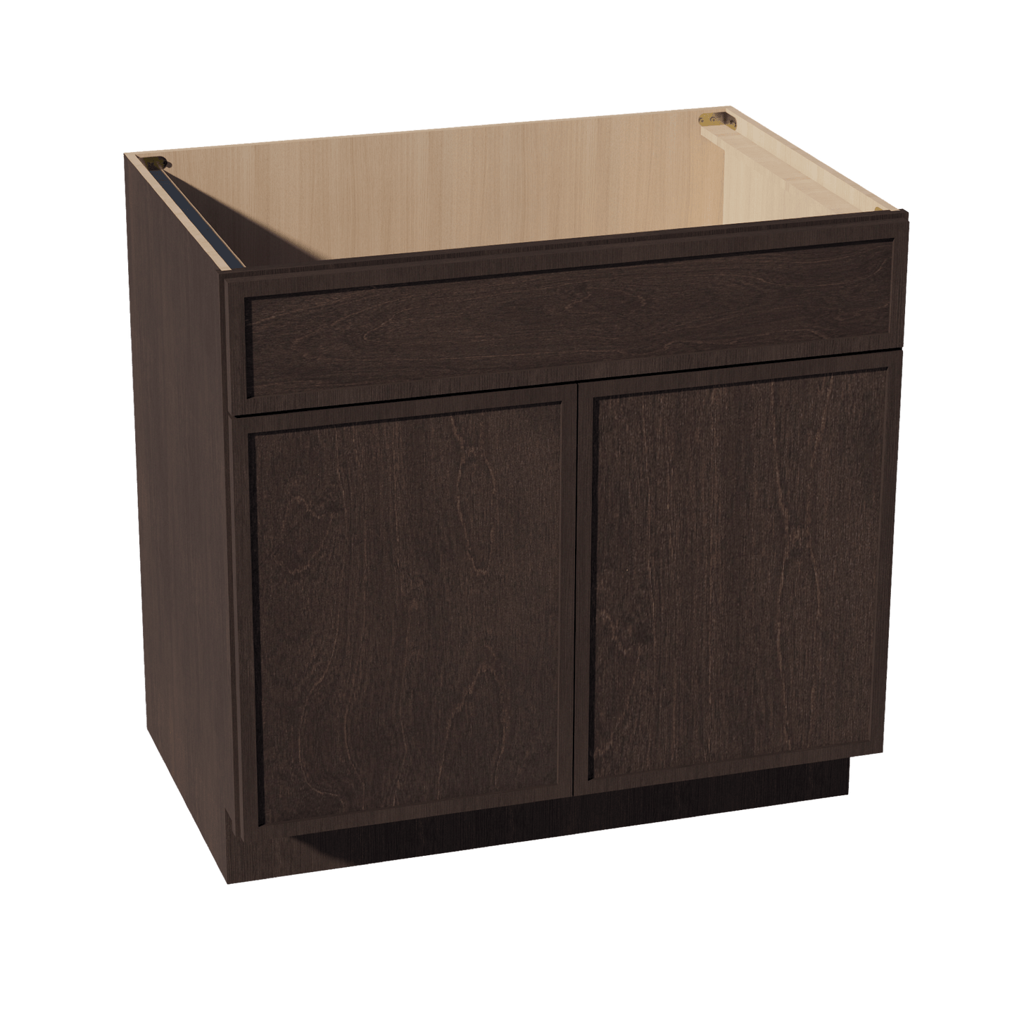 SM - SB36: Mocha Brown Slim Shaker 36" 2 Doors 1 False Drawer Sink Base Cabinet - NextCabinets