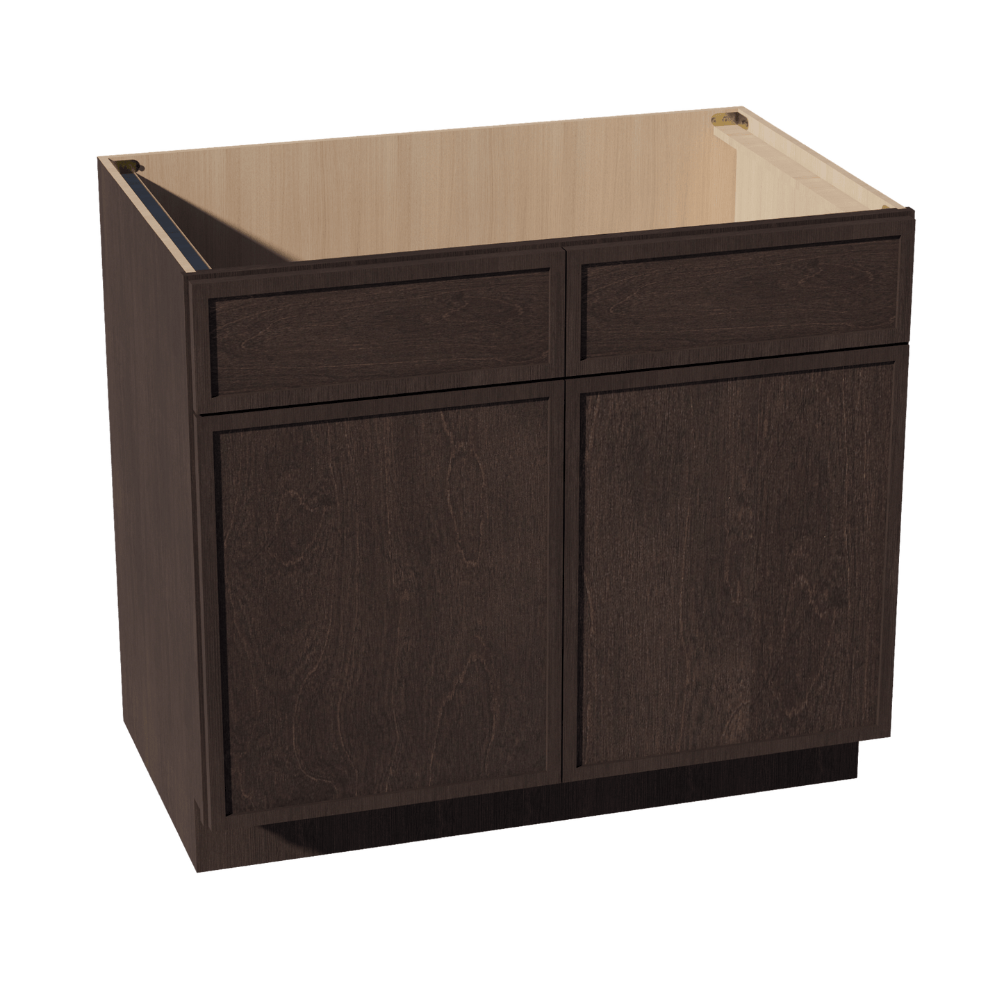 SM - SB39: Mocha Brown Slim Shaker 39" 2 Doors 2 False Drawers Sink Base Cabinet - NextCabinets