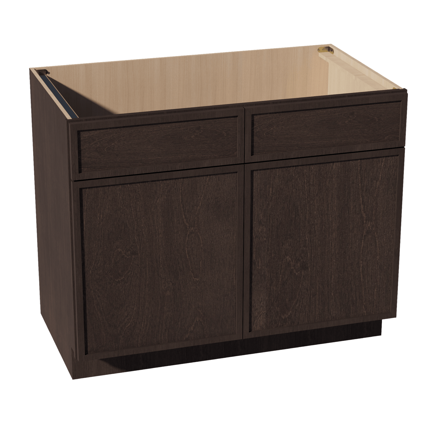 SM - SB42: Mocha Brown Slim Shaker 42" 2 Doors 2 False Drawers Sink Base Cabinet - NextCabinets