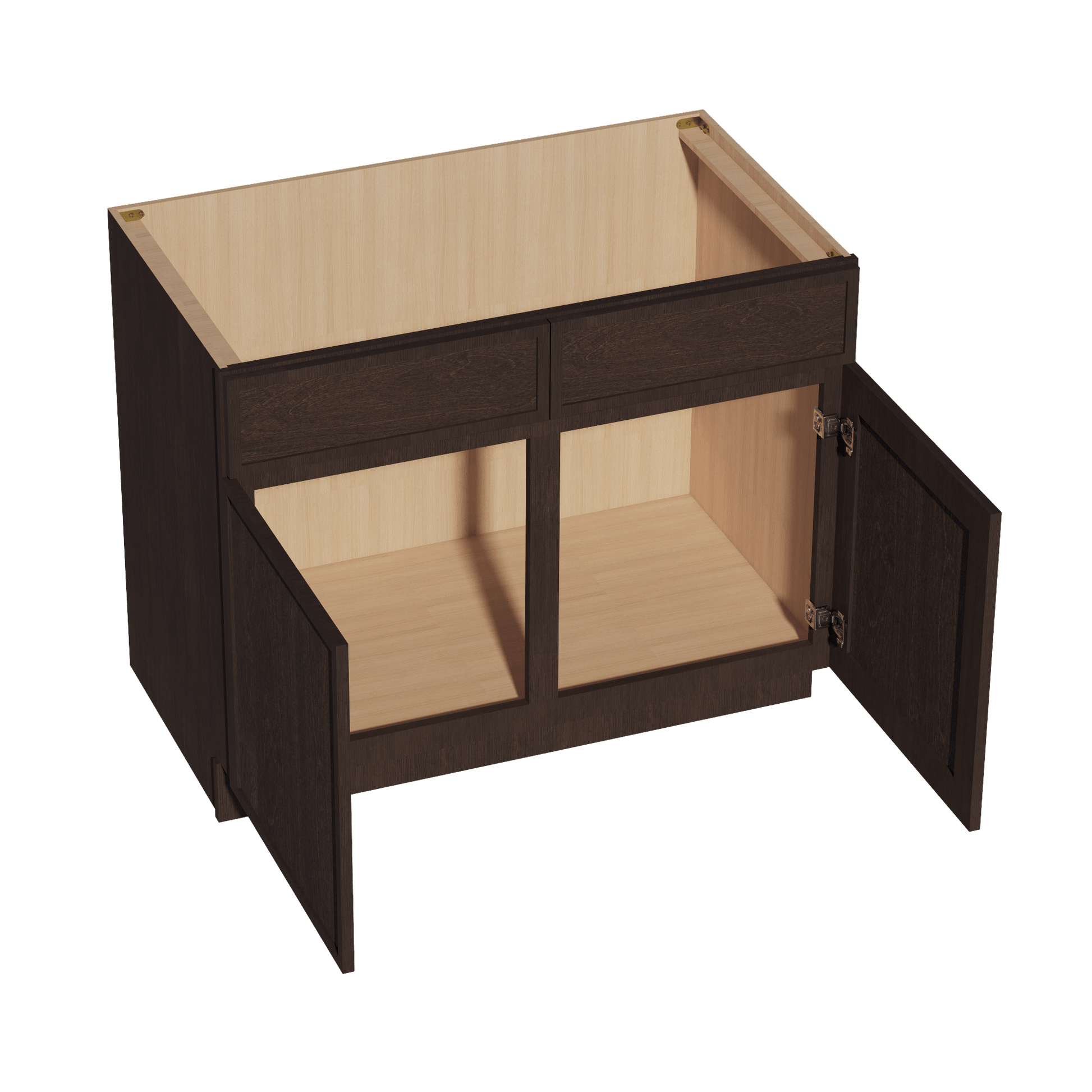 SM - SB42: Mocha Brown Slim Shaker 42" 2 Doors 2 False Drawers Sink Base Cabinet - NextCabinets