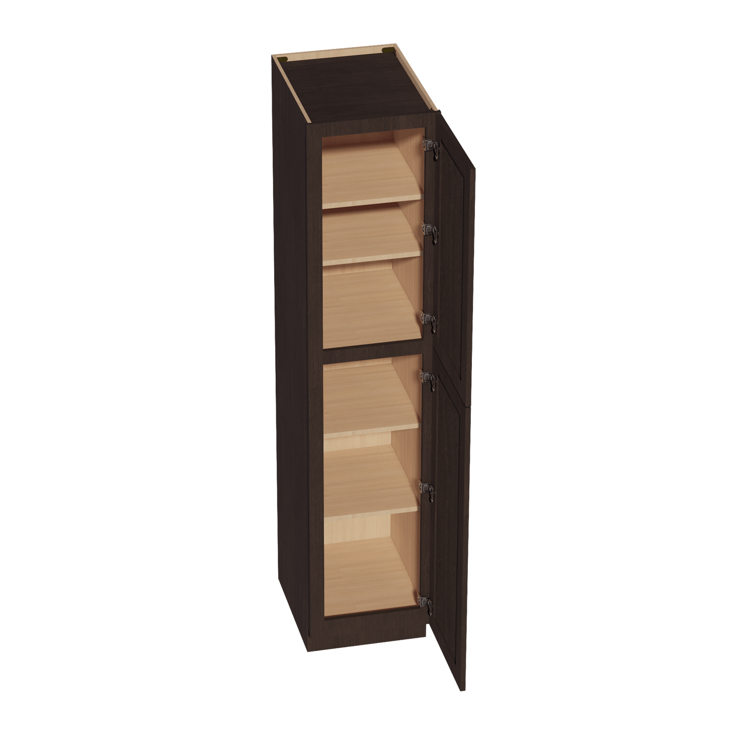 SM - TP1884: Mocha Brown Slim Shaker 18"W x 84"H x 24"D 2 Doors & 5 Shelves Tall Shelf Pantry Cabinets - NextCabinets