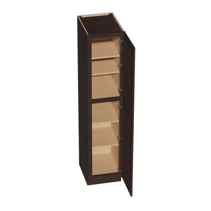 SM - TP1884: Mocha Brown Slim Shaker 18"W x 84"H x 24"D 2 Doors & 5 Shelves Tall Shelf Pantry Cabinets - NextCabinets