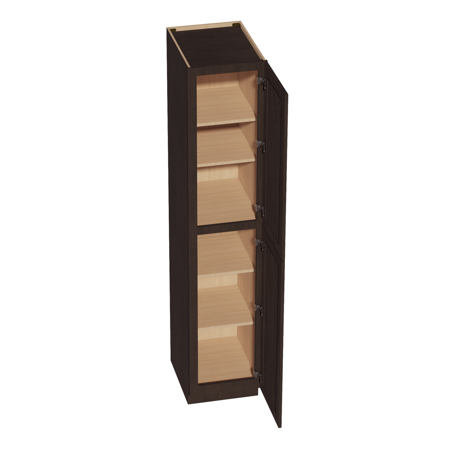 SM - TP1890: Mocha Brown Slim Shaker 18"W x 90"H x 24"D 2 Doors & 5 Shelves Tall Shelf Pantry Cabinets - NextCabinets