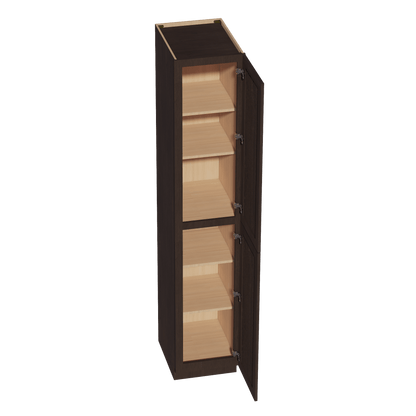 SM - TP1896: Mocha Brown Slim Shaker 18"W x 96"H x 24"D 2 Doors & 6 Shelves Tall Shelf Pantry Cabinets - NextCabinets