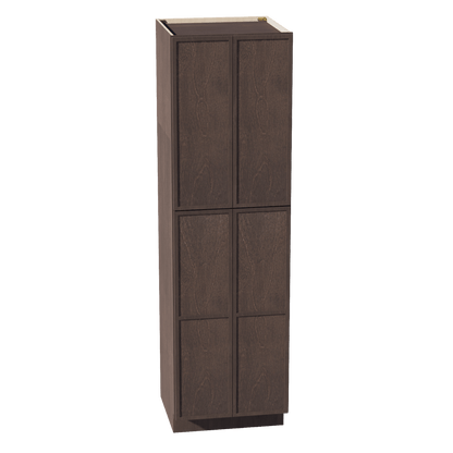 SM - TP2484: Mocha Brown Slim Shaker 24"W x 84"H x 24"D 4 Door & 5 Shelves Tall Shelf Pantry Cabinets - NextCabinets