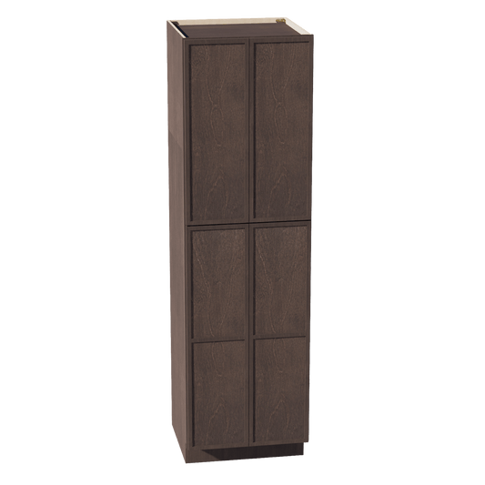 SM - TP2484: Mocha Brown Slim Shaker 24"W x 84"H x 24"D 4 Door & 5 Shelves Tall Shelf Pantry Cabinets - NextCabinets