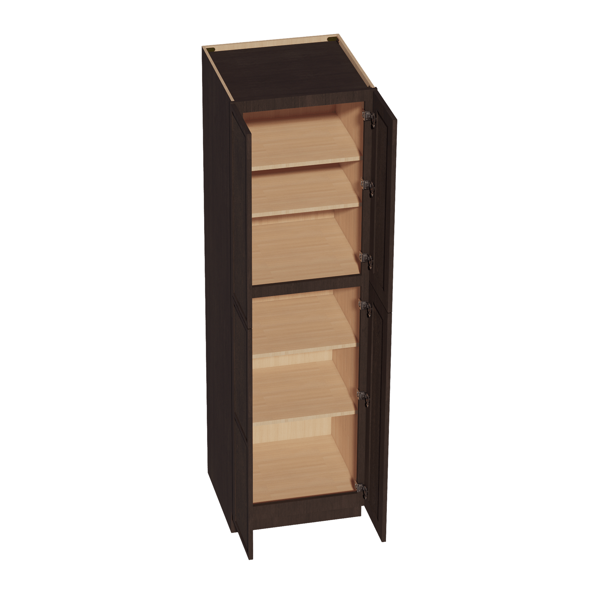 SM - TP2484: Mocha Brown Slim Shaker 24"W x 84"H x 24"D 4 Door & 5 Shelves Tall Shelf Pantry Cabinets - NextCabinets