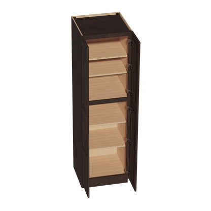 SM - TP2484: Mocha Brown Slim Shaker 24"W x 84"H x 24"D 4 Door & 5 Shelves Tall Shelf Pantry Cabinets - NextCabinets