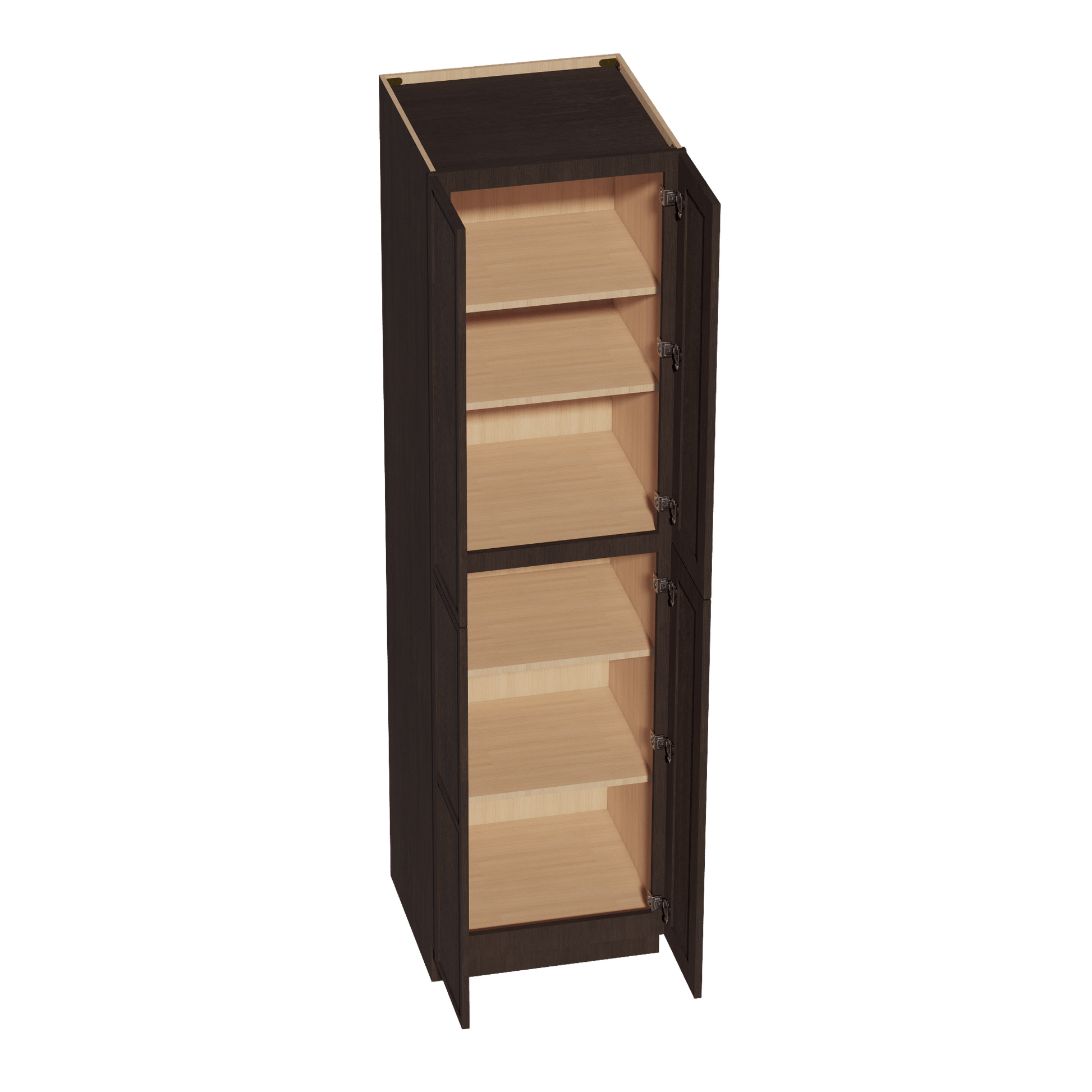 SM - TP2490: Mocha Brown Slim Shaker 24"W x 90"H x 24"D 4 Door & 5 Shelves Tall Shelf Pantry Cabinets - NextCabinets