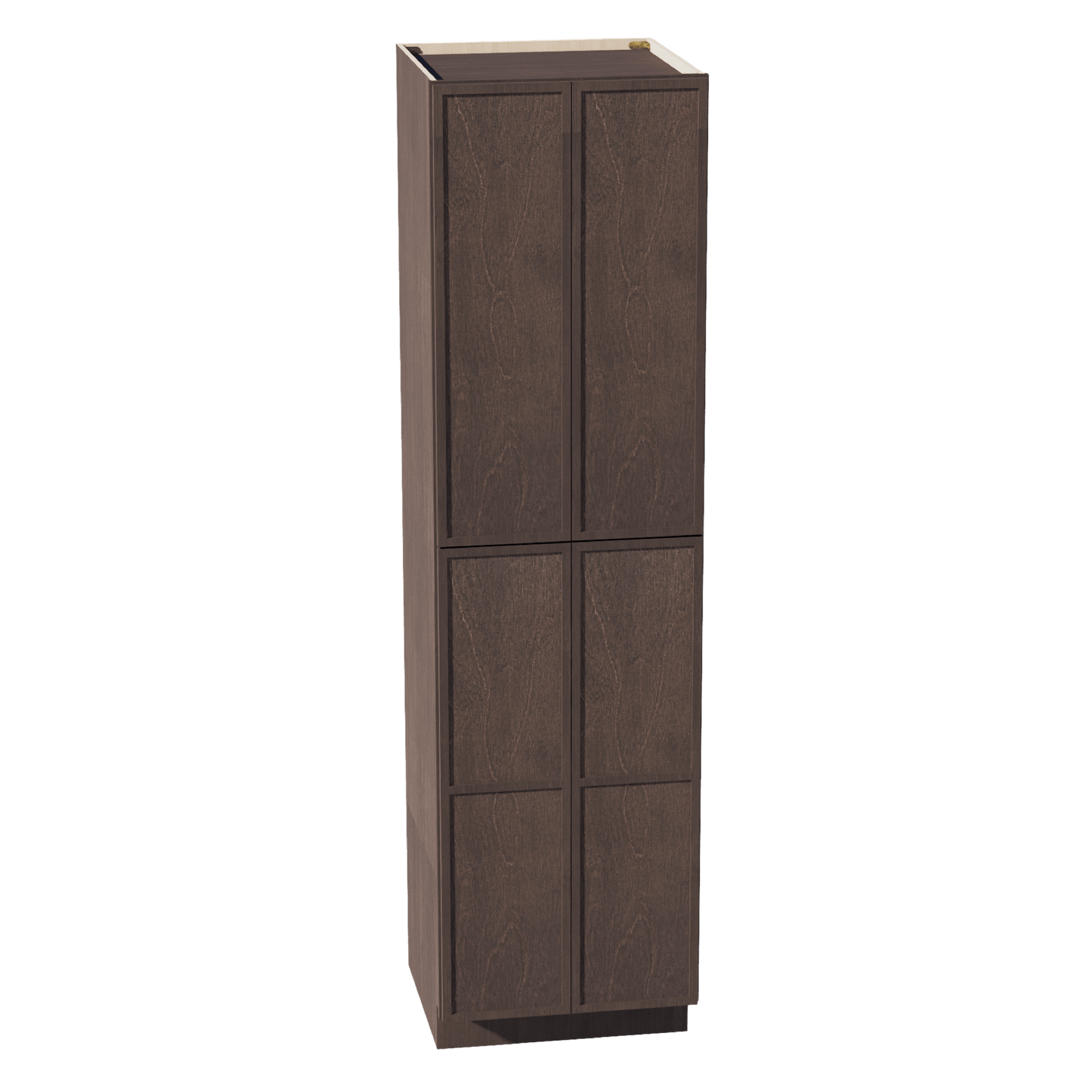SM - TP2490: Mocha Brown Slim Shaker 24"W x 90"H x 24"D 4 Door & 5 Shelves Tall Shelf Pantry Cabinets - NextCabinets