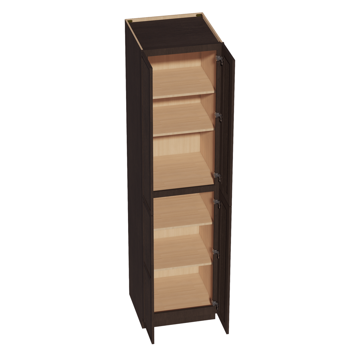 SM - TP2496: Mocha Brown Slim Shaker 24"W x 96"H x 24"D 4 Door & 6 Shelves Tall Shelf Pantry Cabinets - NextCabinets