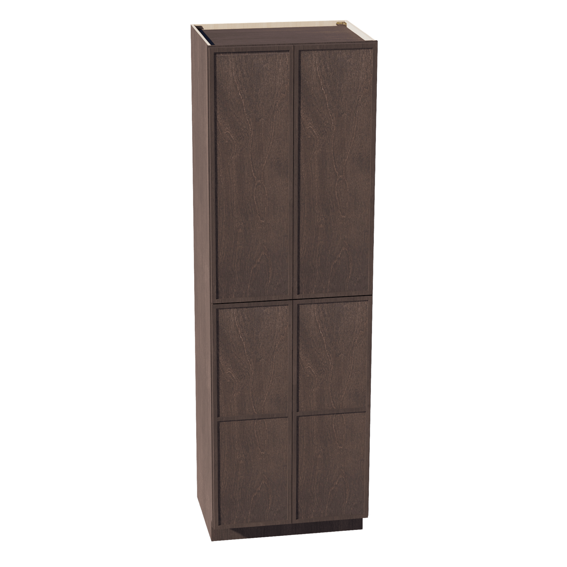 SM - TP2496: Mocha Brown Slim Shaker 24"W x 96"H x 24"D 4 Door & 6 Shelves Tall Shelf Pantry Cabinets - NextCabinets