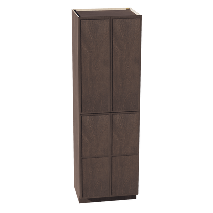 SM - TP2496: Mocha Brown Slim Shaker 24"W x 96"H x 24"D 4 Door & 6 Shelves Tall Shelf Pantry Cabinets - NextCabinets