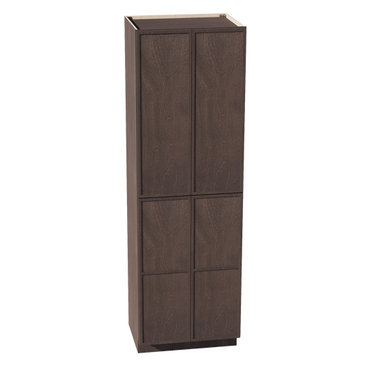 SM - TP2496: Mocha Brown Slim Shaker 24"W x 96"H x 24"D 4 Door & 6 Shelves Tall Shelf Pantry Cabinets - NextCabinets