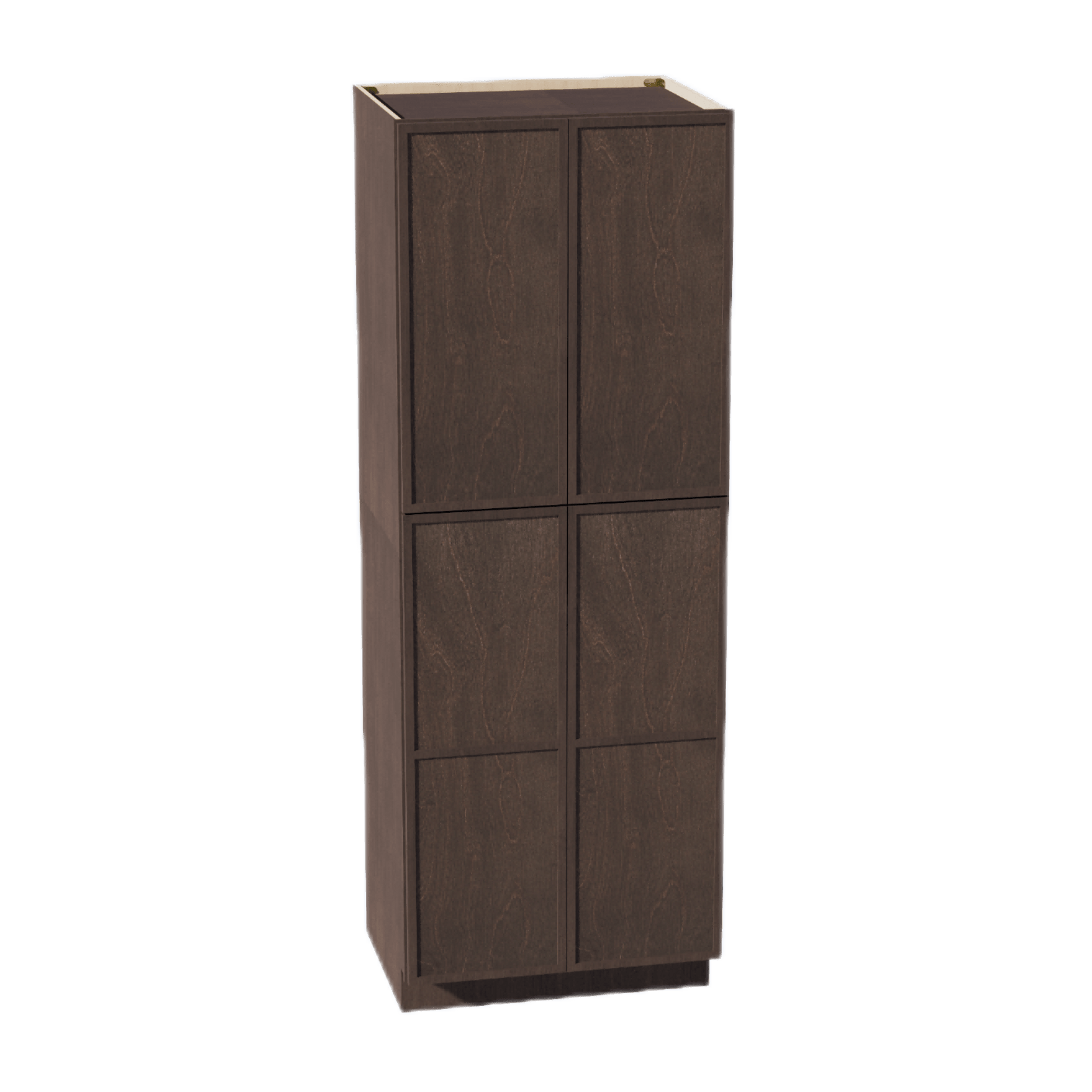 SM - TP3084: Mocha Brown Slim Shaker 30"W x 84"H x 24"D 4 Door & 5 Shelves Tall Shelf Pantry Cabinets - NextCabinets