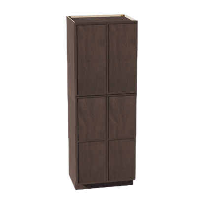 SM - TP3084: Mocha Brown Slim Shaker 30"W x 84"H x 24"D 4 Door & 5 Shelves Tall Shelf Pantry Cabinets - NextCabinets