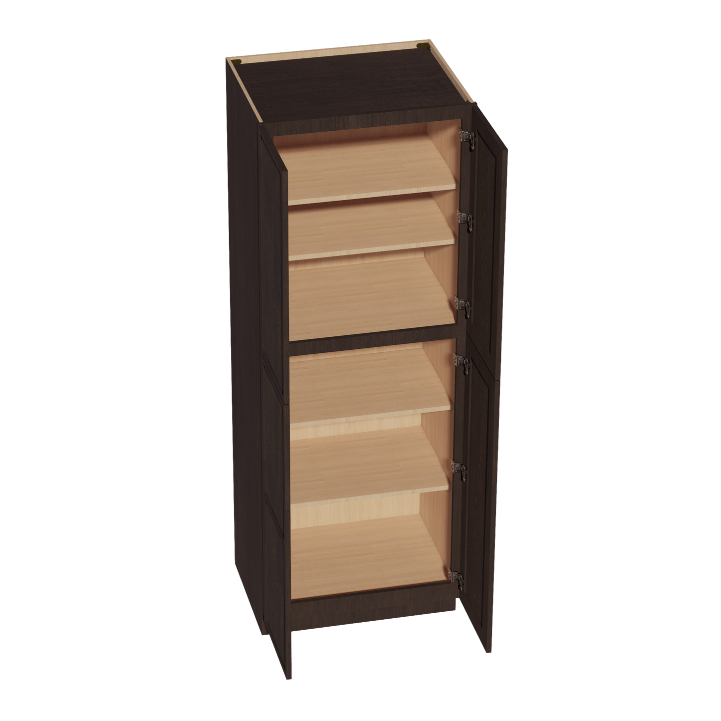 SM - TP3084: Mocha Brown Slim Shaker 30"W x 84"H x 24"D 4 Door & 5 Shelves Tall Shelf Pantry Cabinets - NextCabinets